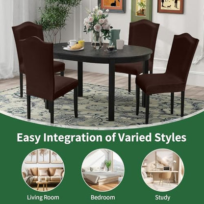 Sufdari Dining Room Chair Covers Set of 4, Non-Slip Spandex Kitchen Parsons Chair Slipcovers for Dining Room, Hotel (Extra Large) - color: .Coffee, size: XL-4 PC