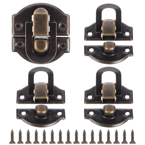 Antique Toggle Hasp Latch, 4 Pcs Bronze Small Iron Duck Billed Latch Retro Style Box Toggle Latches Catch Decorative Hasp Latches Hardware for Wooden Box Cabinet Chest Jewelry Boxes Suitcase Trunk - color: Bronze