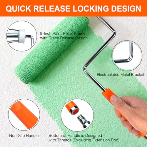 King Origin 10 PCS Paint Roller Kit, Extension Pole (4 ft) - color: 9" Rollers, 10-Pack