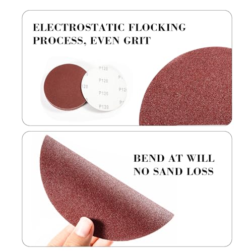 40 PCS 5 Inch 8 Hole Hook and Loop Adhesive Sanding Discs Sandpaper for Random Orbital Sander 60 80 100 120 150 180 240 320 Grits