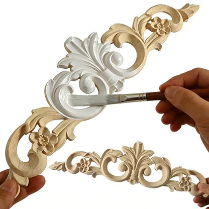 Nsrisml Wooden Decals Trim Rosette Inlays, Wood Appliques Onlays for Wall Cabinet Dresser Staircase DIY Projects(8Pcs, 7.87") - color: 8-pack, size: 20x5cm/7.87" x1.97"