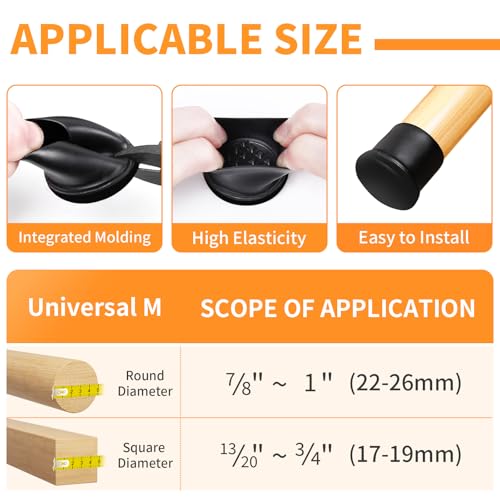 Ezprotekt Chair Leg Sliders for Carpet, 24 Pcs Round Chair Glides for Carpet, Carpet Furniture Pads Stool Leg Protectors Caps, Carpet Furniture Glides Quickly and Easily (M Fit: 0.87"-1") - size: M-Black