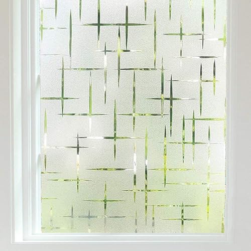 Finnez Window Privacy Film, Frosted Cross Window Cling, 29.5″ x 118.1″ - color: Cross Pattern, size: 29.5 x 118.1 inches