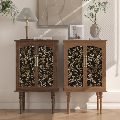 Black Gold Vine Leaf Floral Peel and Stick Wallpaper 17.5" x 118" - color: Black/Gold, size: 17.5" x 118"