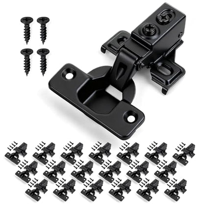 Mousike 20 Pack (10 Pair) Soft Close Cabinet Hinges, 1/2 Overlay Soft Close Hinges for Kitchen Cabinet, Stainless Steel, Built-in Damper, 100 Degree Opening Angle, 6 Way Adjustment - color: Black, size: 20 Pack