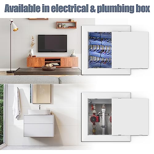 Flamorrow Self Adhesive Access Panel for Drywall, 8" x 8" Plumbing Access Panel, Heavy Duty Plastic Wall Access Door for Drywall, Wall Hole Cover for Ceiling, Easy to Install, Paint Freely