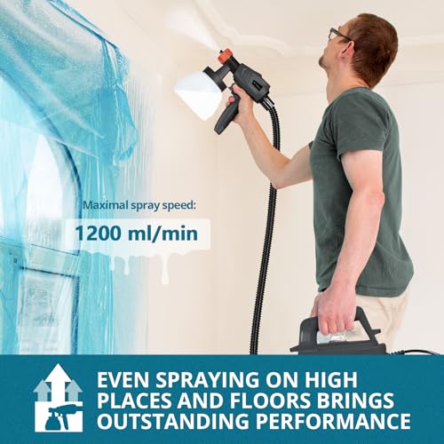 Tilswall Paint Sprayer, 800W HVLP Electric Spray Paint Gun (Dark Gray) - color: Dark Gray