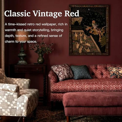 Dimoon 78.7"x17.7" Peel and Stick Wallpaper Dark Red Contact Paper Environmentally Friendly Materials Thickening Upgrade Embossed Renter Friendly Wall Paper Modern Vinyl Wrap for Countertop Bedroom - color: Dark Red, size: 17.7" x 78.7"