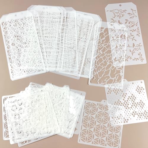 30 Pcs Abstract Layering Stencils - Mixed Media Spray Paint Stencils, Reusable Geometric Christmas Painting Templates for Wall & Canvas