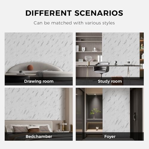 OUZUGIE WPC Acoustic Slat Wall Paneling, 8-Pack 114 x 6 Inches - color: White, size: (High)114“ x 6"