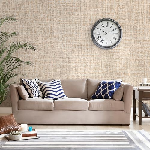 Guvana Grasscloth Peel and Stick Wallpaper Beige Textured Contact Paper Modern Removable Self Adhesive Wall Paper Thicken Fabric Faux Linen Wallpaper for Bathroom Living Room Cabinets 78.7inx15.7in - color: Beige, size: 15.7" x 78.7"