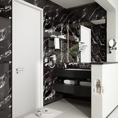 Haimin 3D Wall Panels Peel and Stick Marble Look Tile Backsplash, 20 Pack - color: Black-JGH