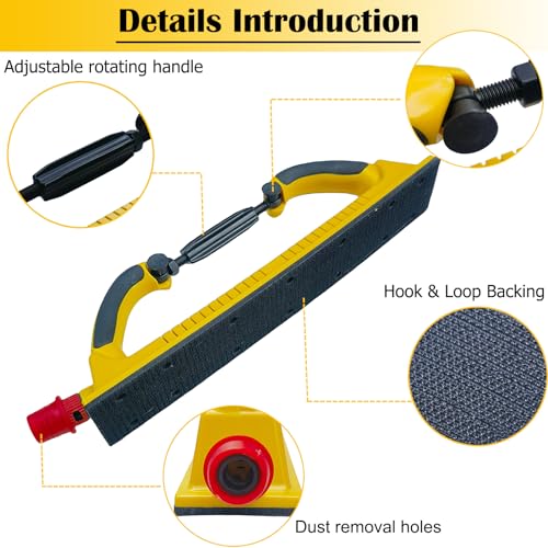 Toromp 2-3/4" x 15-3/4" Dust Free Longboard Hand Sanding File Block Adjustable Radius Flex with Hook & Loop Backing, Hand Sander Dust Extraction Sanding Block for Automotive, Woodworking - 1 Pack