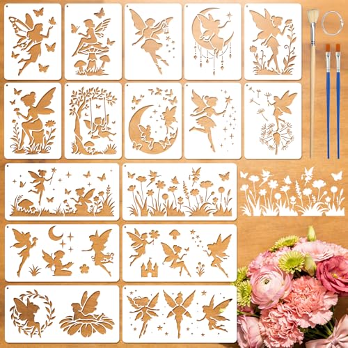 16pcs Fairy Stencils for Painting Stencils for Crafts Reusable - style: Fairy