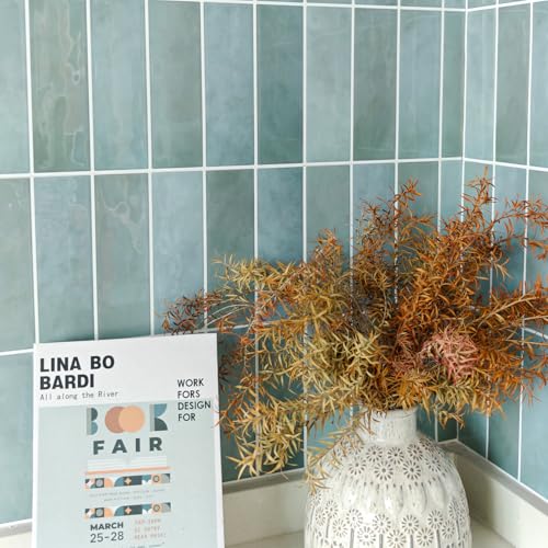 Alwayspon 12×12inch×10Pcs 2.5mm Thick Version Turquoise Marble Style 3D Vinyl Backsplash Tiles, Self-Adhesive Peel and Stick Wall Tile Stickers Stick on Subway Tiles for Kitchen Bathroom Wall - color: Turquoise