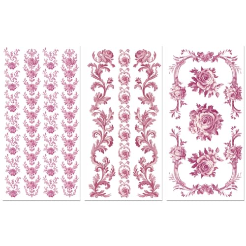 Peacoblue Purple Flower Border Rub On Transfers for Furniture Craft 6"x12" - style: Purple Flowers Border