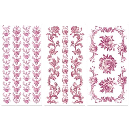 Peacoblue Purple Flower Border Rub On Transfers for Furniture Craft 6"x12" - style: Purple Flowers Border