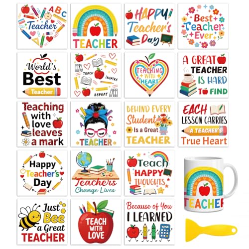 Peacoblue Teacher's Day Text Rub On Transfers for Craft, Transfer Sticker - style: Teacher's Day Text