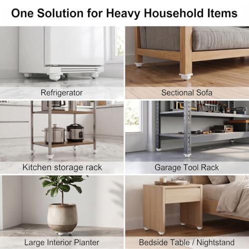Zerobe Hex Self Adhesive Caster Wheels, Heavy Duty Furniture Movers, 8 Pack - color: White, size: 8pcs