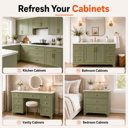 DWIL Cabinet Paint, Water Based Kitchen Cabinet Paint, Furniture Paint, Wood Paint, Low Odor, Fast Drying, Semi-Gloss, 32oz Olive Green - color: Olive Green, size: 32 Fl Oz (Pack of 1)