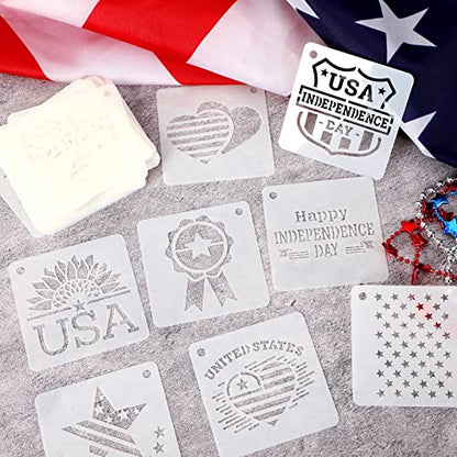 Augshy 56 Pack 4th of July Patriotic Stencils for Americana Painting Crafts - style: Patriotic