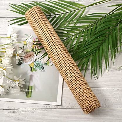 Cane Rattan Webbing Roll, 3.28ft x 13.8inch Woven Open Rattan Mesh Natural Rattan Webbing for Caning Projects Square Hollow Wide Rattan for DIY Crafts Cabinet Chair Furniture - size: 3.28ft x 15.7inch