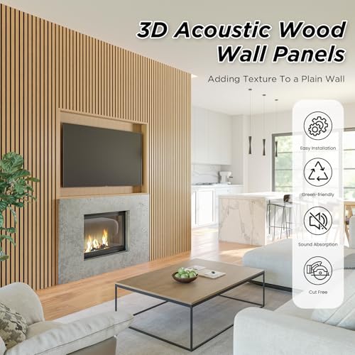 SMARTSTANDARD 2 Pack 106" x 12.6" Wood Slat Wall Panels, American Oak - color: American Oak, size: 106" x 25.2"