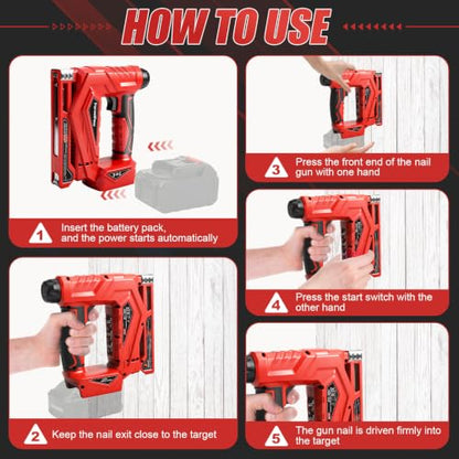 3-in-1 Brad Nailer/Narrow Crown Stapler for Milwaukee M18 Battery - color: Red
