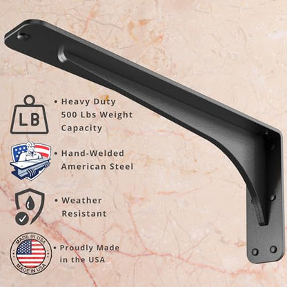 Starby Gladiator Series Solid Heavy Duty Welded 500 Lb Low Profile Granite Countertop Support Shelf Brackets Floating Shelf Discrete Slim 500 LB Capacity (2 Pack) (7" x 15" x 2.5") - size: 7" x 15" x 2.5"