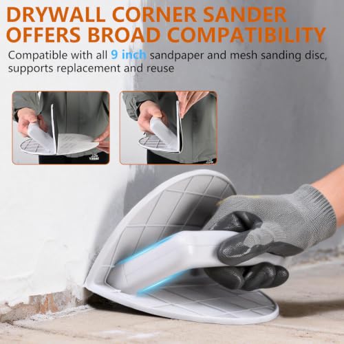 Drywall Corner Sander, Hook and Loop Sanding Tool with 8Pcs Sanding Discs - style: 8Pcs MixGrit