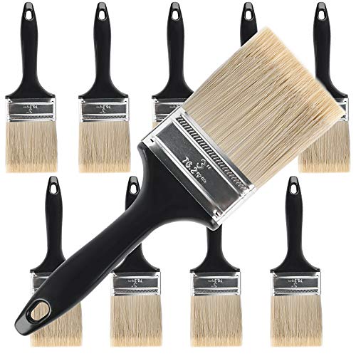 ZOENHOU 10 Pieces 3 Inch Paint Brush, Paintbrush Set, Paint Brushes Set Professional Paint Tools with Treated Plastic Handle for DIY Paint, Home, Furniture, Fences, Deck, and Wall Trim - size: 3 inches