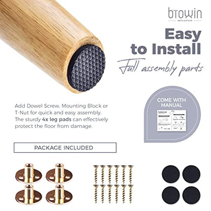10 inch Solid Wood Tapered Furniture Legs Set of 4 with 5/16" Bolts - color: Natural Wood Color, size: 10" (25cm)