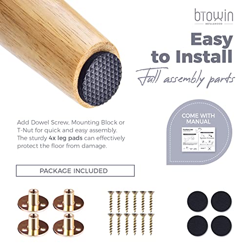 8 inch Solid Wood Tapered Furniture Legs Set of 4 with 5/16" Bolts - color: Natural Wood Color, size: 8" (20cm)