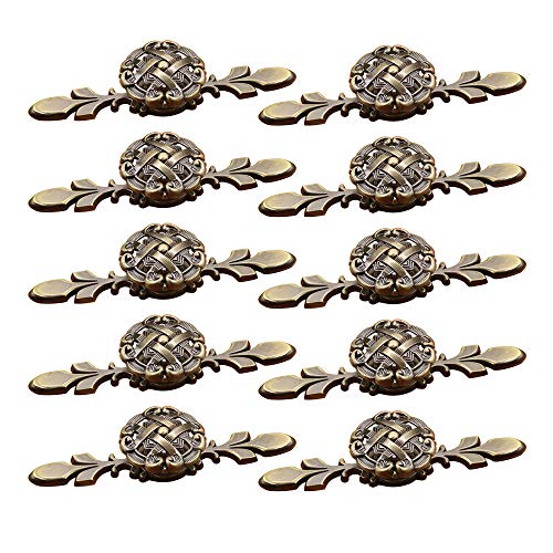 HUAMULAN Alloy Knobs Petal Cabinet Pulls with Zinc Alloy Back Plate 10 Pack - color: HRJ251-TongXiao-10PCS