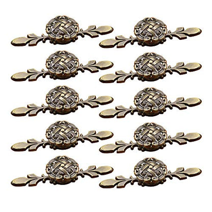 HUAMULAN Alloy Knobs Petal Cabinet Pulls with Zinc Alloy Back Plate 10 Pack - color: HRJ251-TongXiao-10PCS