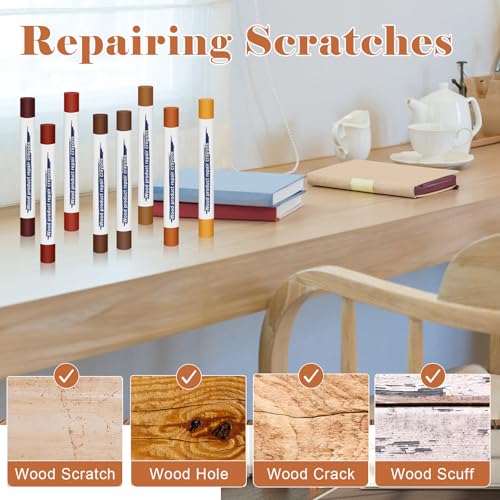 24P Wood Filler Stick, Wood Floor Furniture Repair Wax Sticks