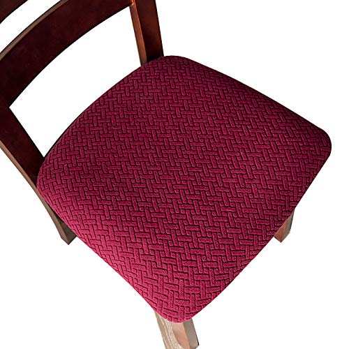 Genina Seat Covers for Dining Room Washable Chair Seat Slipcovers Set of 4 - color: Wine Red, size: 16-20in Not waterproof