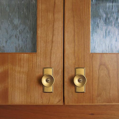6 Pack Antique Brass Cabinet Knob with Backplate Retro Round Knob - color: Antique Brass, style: Escutcheon
