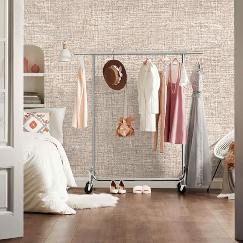 Khaki Grasscloth Peel and Stick Wallpaper 17.3"x1200" Faux Linen Textured Contact Paper Removable Self Adhesive Vinyl Wallpaper for Bedroom Bathroom Kitchen Cabinets - color: Khaki, size: 17.3" x 1200"