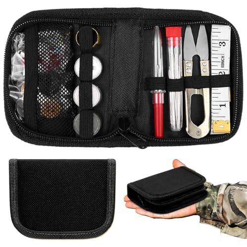 Suncalla 1 Pack Military Survival Sewing Kit Travel Emergency,Black - color: Black