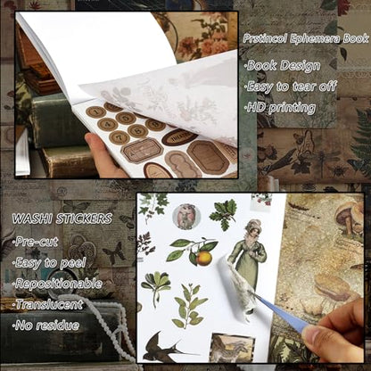 Prstincol Vintage Aesthetic Washi Stickers and Papers, 40 Sheets - style: celestial ocean