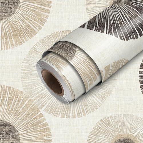 HOMETITUTE Neutral Circle Peel and Stick Wallpaper 118.1x17.7 Inch Vinyl - color: Beige Geometric Circle