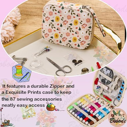 Bobode Travel Sewing Kit for Adults,Cute Basic Sewing Supplies Set - color: 87PCS-HDF