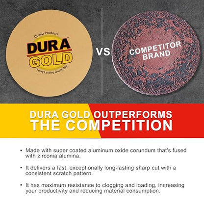 Dura-Gold 8" Gold PSA Sanding Discs, 120 Grit (Box of 10) - Self Adhesive - size: 120-Grit