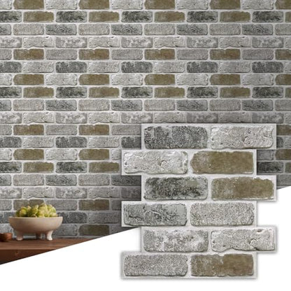 Commomy Faux Brick Peel and Stick Wall Panels 10 pcs 11.8" x 11.8" - color: Brick-TU