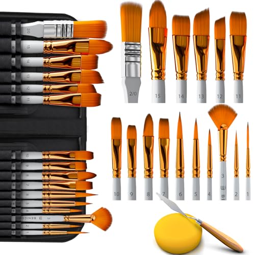 Acrylic Paint Brush Set of 16, Artist Paint Brushes for Acrylic Painting