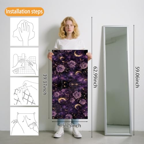 Nuxovilar Gothic Cat Wallpaper Peel and Stick 12x18In PVC - color: Nu-WJ-00004, size: 15.7" x 39.4"
