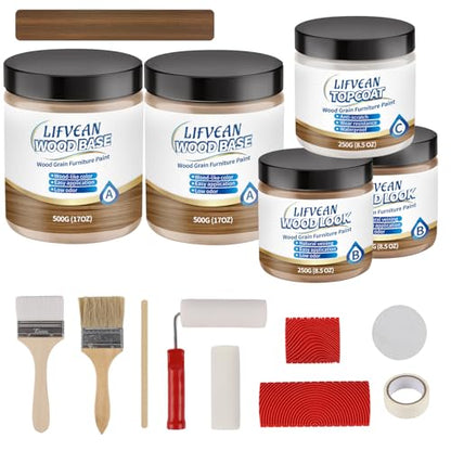 Brown Walnut Wood Look Paint Kit for Furniture, Countertop - color: Brown Walnut, size: 59.5 Fl Oz (Pack of 1)