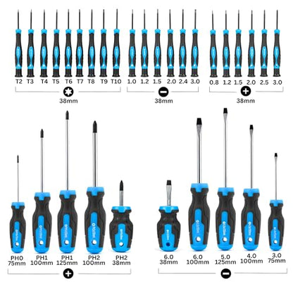 NEIKO 01379A Master Screwdriver Set, 32 Piece Magnetic Precision Screwdrivers, Phillips, Flathead, Slotted, and Torx Drivers, Includes Magnetizer and Demagnetizer, Small Magnetic Screwdrivers - size: Master Precision Set