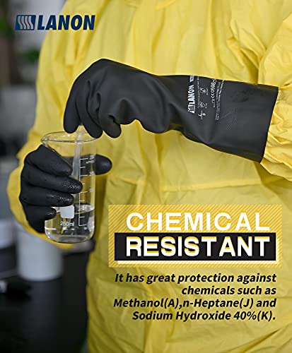 LANON Rubber Chemical Resistant Glove,Heavy-duty Work,Unlined,Black,XXLarge - size: 2X-Large (Pack of 1)